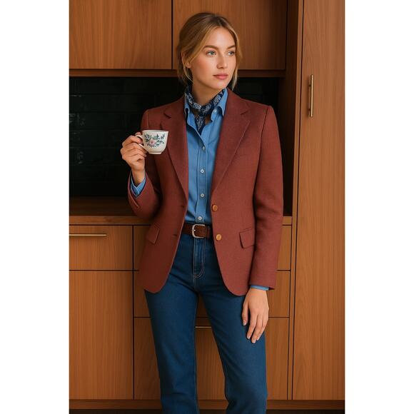 Pierre Cardin Vintage Wool Blazer | Wine Red 90s Equestrian Preppy Academia  EUC - Picture 1 of 16